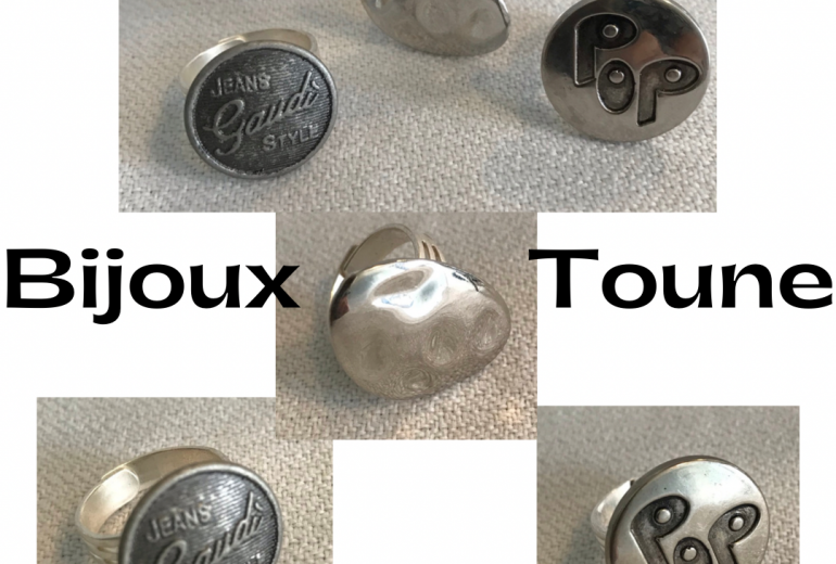 Bagues boutons métal argenté