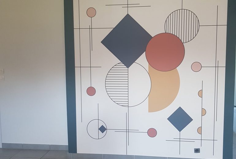 Pose de papier peint géométrique Décorateur d'intérieur Peintre d'extérieur Peintre d'intérieur