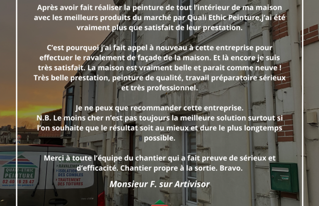 Un grand grand merci ! Façadier Parqueteur Peintre d'extérieur Peintre d'intérieur