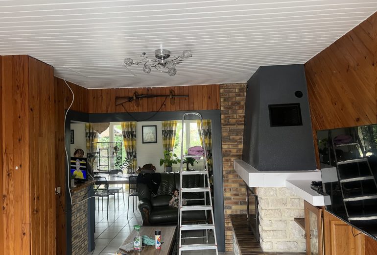 Rénovations d’un séjour en laque mat Façadier Peintre d'extérieur Peintre d'intérieur Solier moquettiste