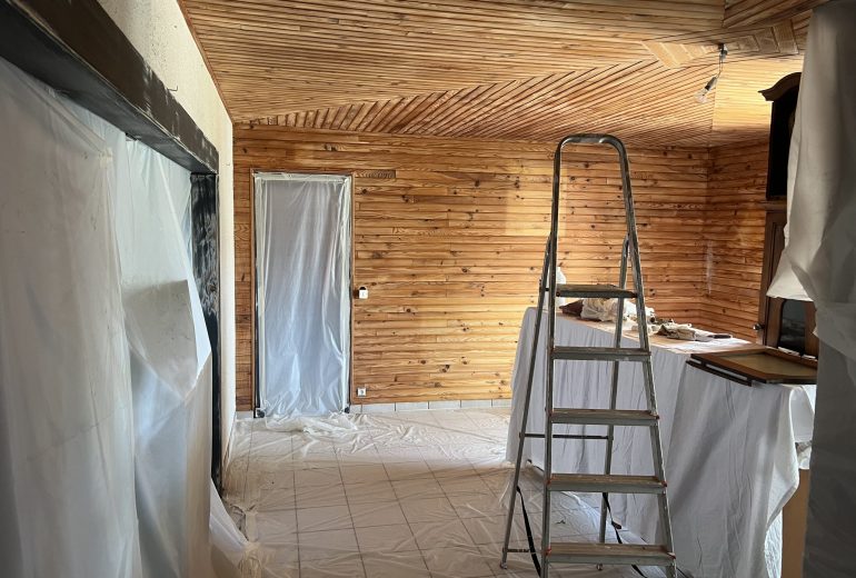 Rénovations d’un séjour en laque mat Façadier Peintre d'extérieur Peintre d'intérieur Solier moquettiste