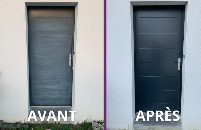 Rénovation porte d'entrée Peintre Peintre d'extérieur Peintre Laqueur
