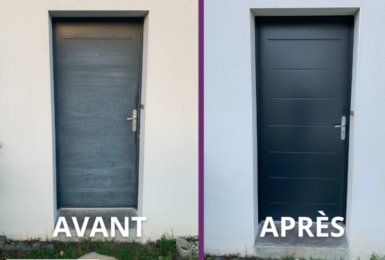Rénovation porte d'entrée Peintre Peintre d'extérieur Peintre Laqueur