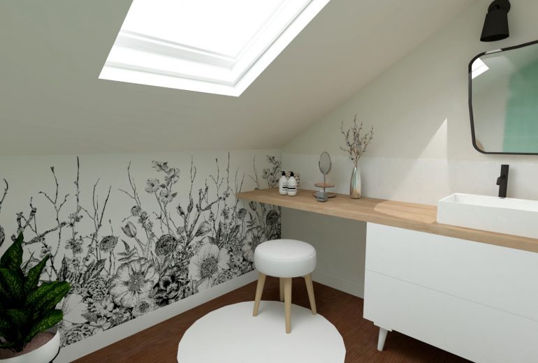 Rénovation d'une salle d'eau sous les toits à Nantes Décorateur d'intérieur
