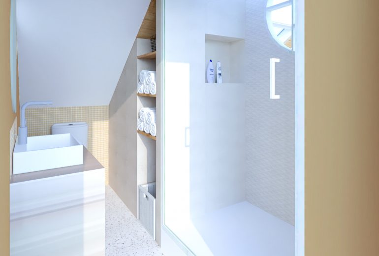 Une future salle d'eau pour les invités Architecte d'intérieur Maître d'oeuvre