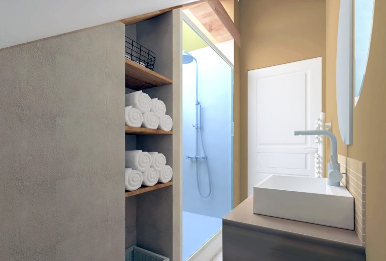 Une future salle d'eau pour les invités Architecte d'intérieur Maître d'oeuvre
