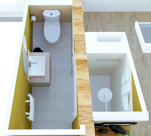 Une future salle d'eau pour les invités Architecte d'intérieur Maître d'oeuvre