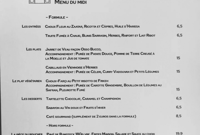 Menu de la semaine ! Restaurateur