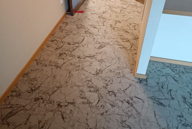 Pose de lames flotex dans hôtel Parqueteur Solier moquettiste