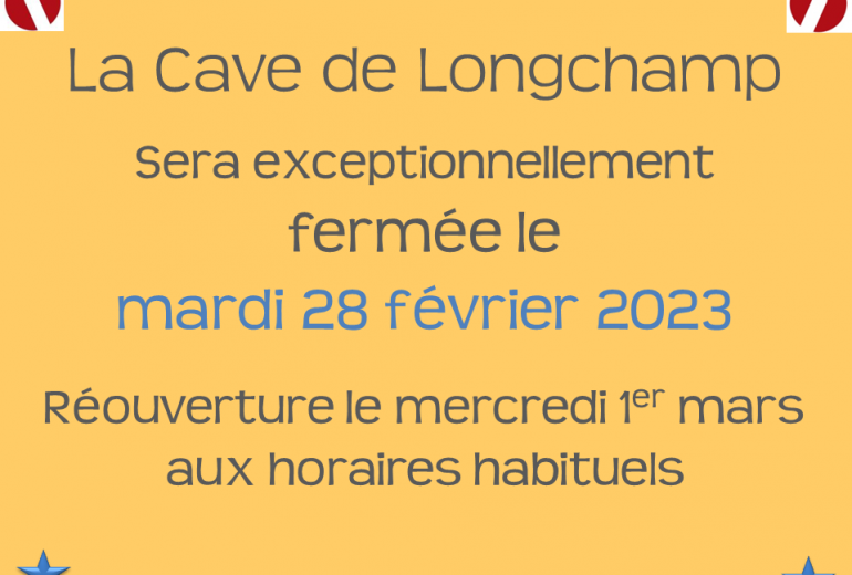 Fermeture exceptionnelle mardi 28 février prochain. Caviste Epicier