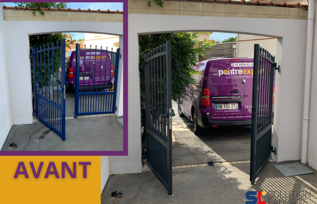 Relaquage d'un portail en alu Peintre Peintre d'extérieur Peintre Laqueur