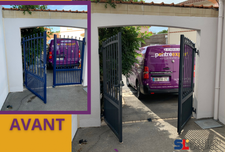 Relaquage d'un portail en alu Peintre Peintre d'extérieur Peintre Laqueur