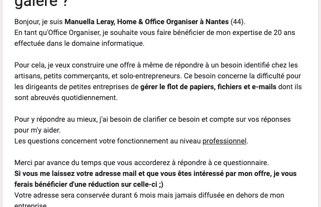 Questionnaire pour mieux vous accompagner