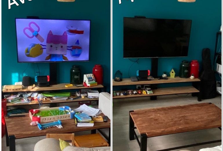 Avant-après salon d’une famille nombreuse