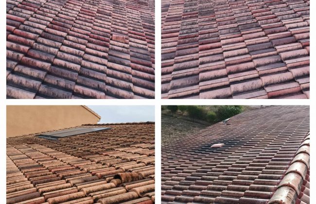 Traitement antimousse sur toiture tuiles béton sur GETIGNE 44190 Charpentier Couvreur Zingueur