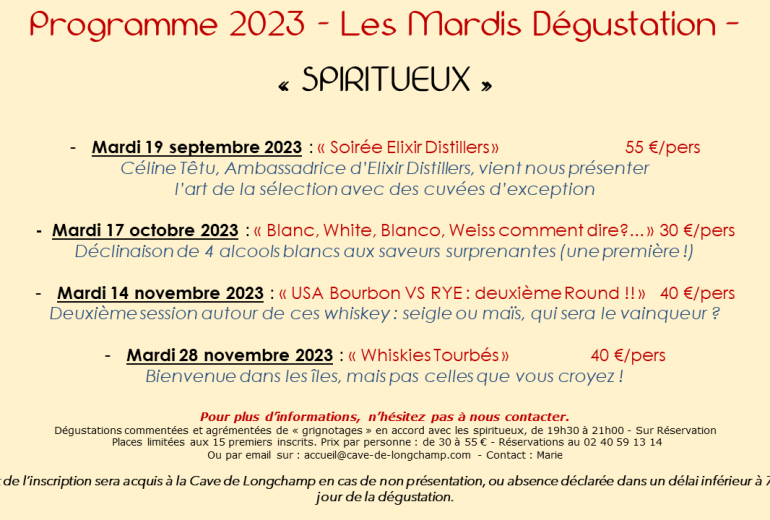 Dégustations Spiritueux, le programme du 2ème semestre : Vous l'attendiez. Le voici ! 😃 🥃 🍸 Caviste Epicier