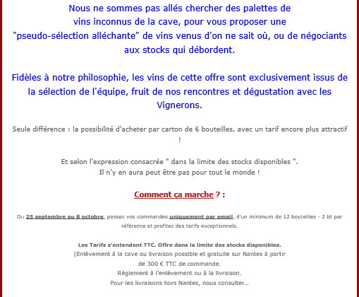 Offre Ephémère Caviste Epicier