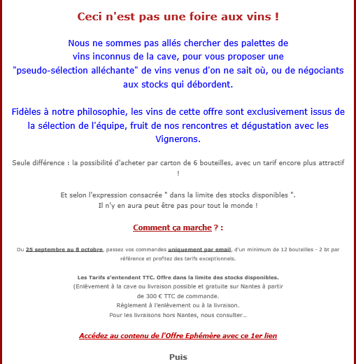 Offre Ephémère Caviste Epicier