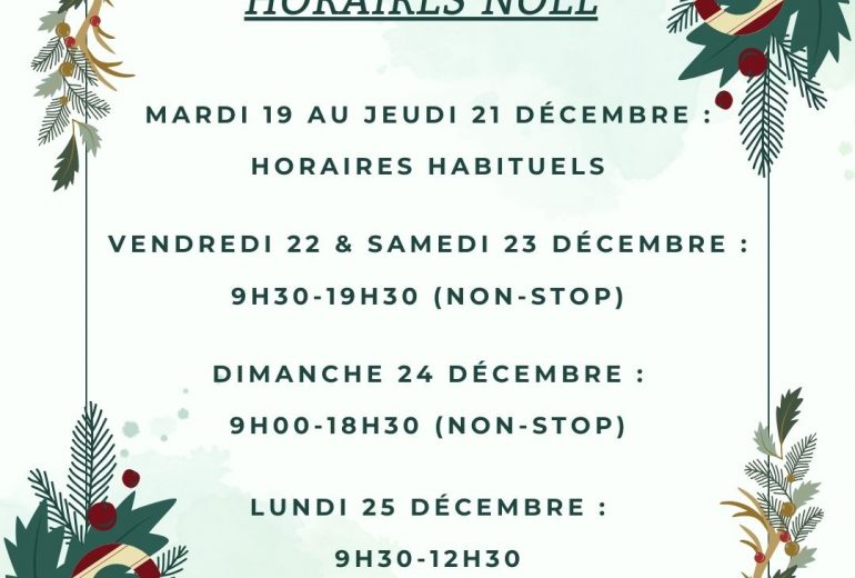 Horaires spéciaux pour les fêtes ! Fleuriste