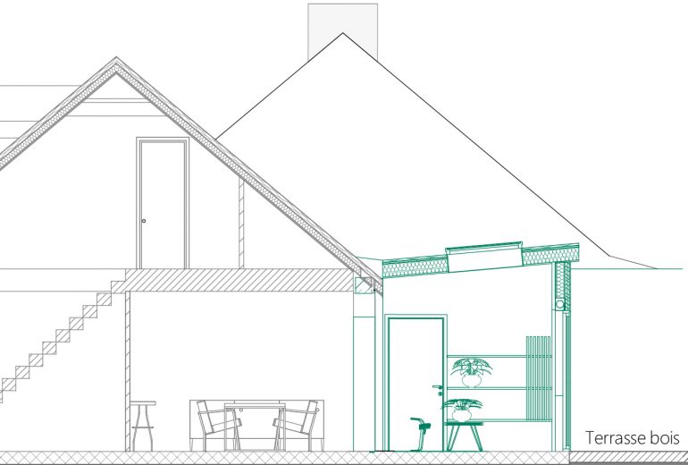 Extension en bois à Couëron Agenceur Architecte d'intérieur Designer d'espace Dessinateur projeteur