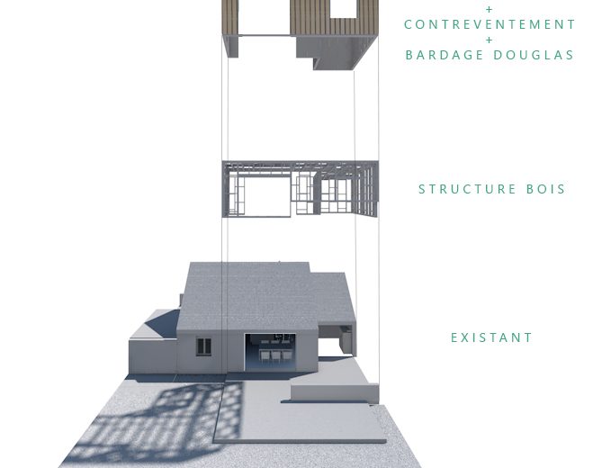 Extension en bois à Couëron Agenceur Architecte d'intérieur Designer d'espace Dessinateur projeteur