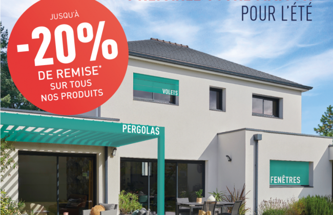 🎉Préparer votre maison pour l’été en bénéficiant de PROMO allant jusqu'à - 20 % ! Fenêtrier Installateur de pergola et store Installateur de portails et portes de garage Menuisier