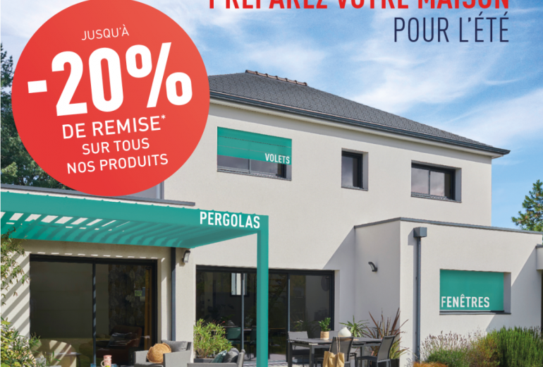 🎉Préparer votre maison pour l’été en bénéficiant de PROMO allant jusqu'à - 20 % ! Fenêtrier Installateur de pergola et store Installateur de portails et portes de garage Menuisier