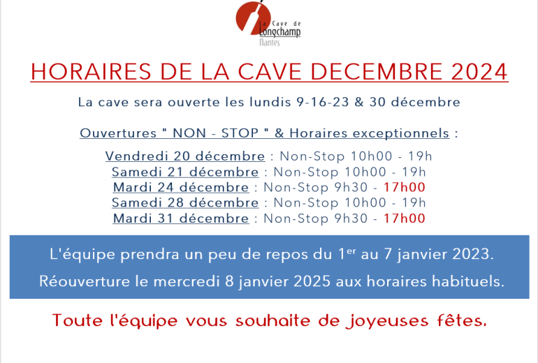 DECEMBRE 2024 A LA CAVE . . . Caviste Epicier